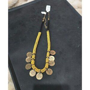 Rare Free People celestial moon star necklace yellow gold tone adjustable length